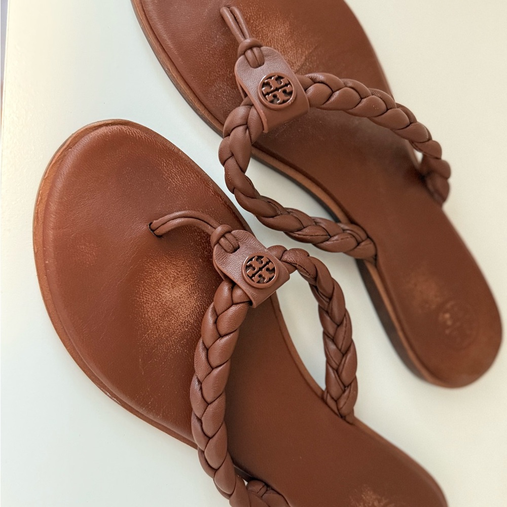 Tory Burch Braided Brown Leather Sandals